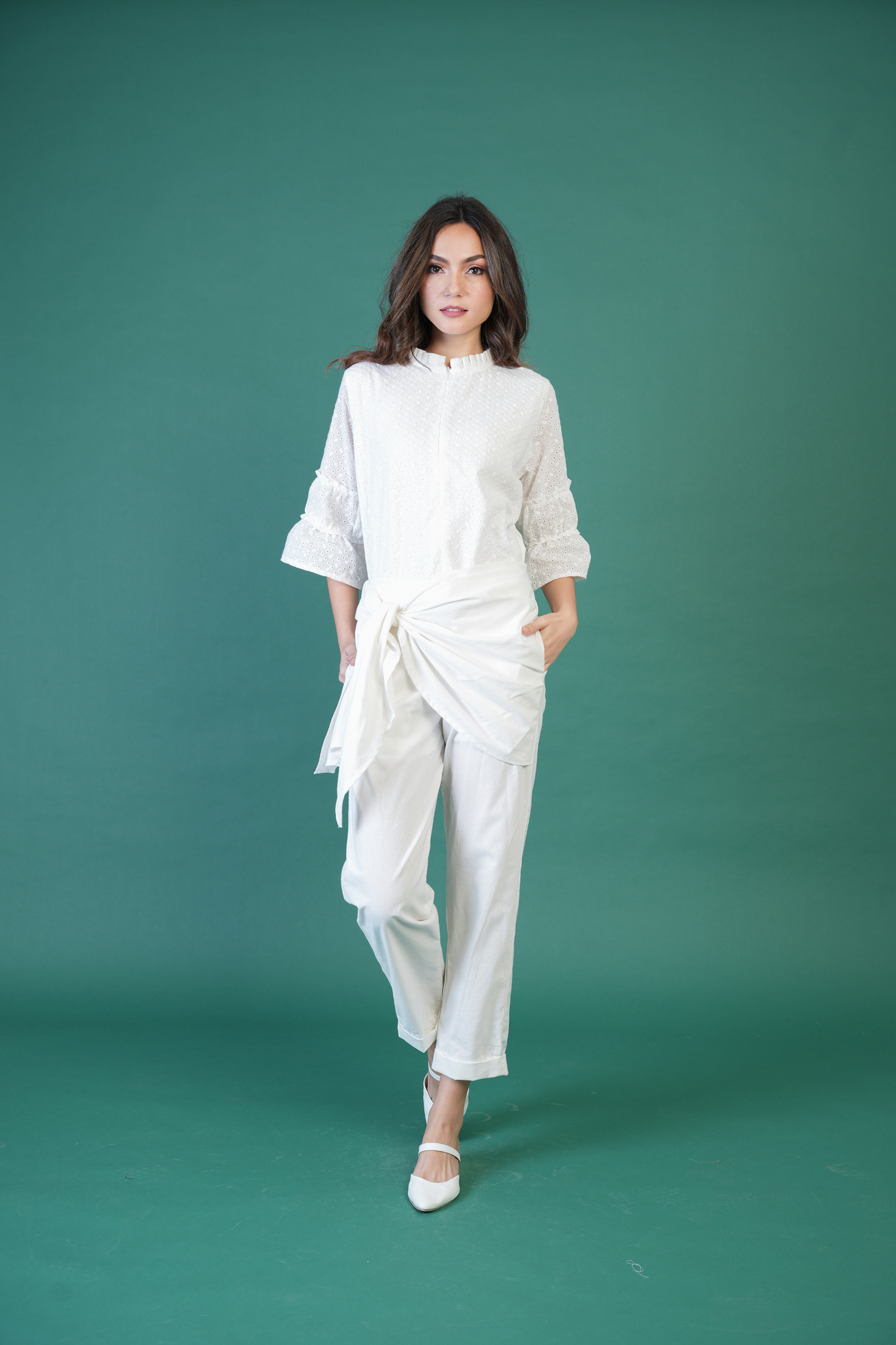 Angela Straight Leg Garterized Pants